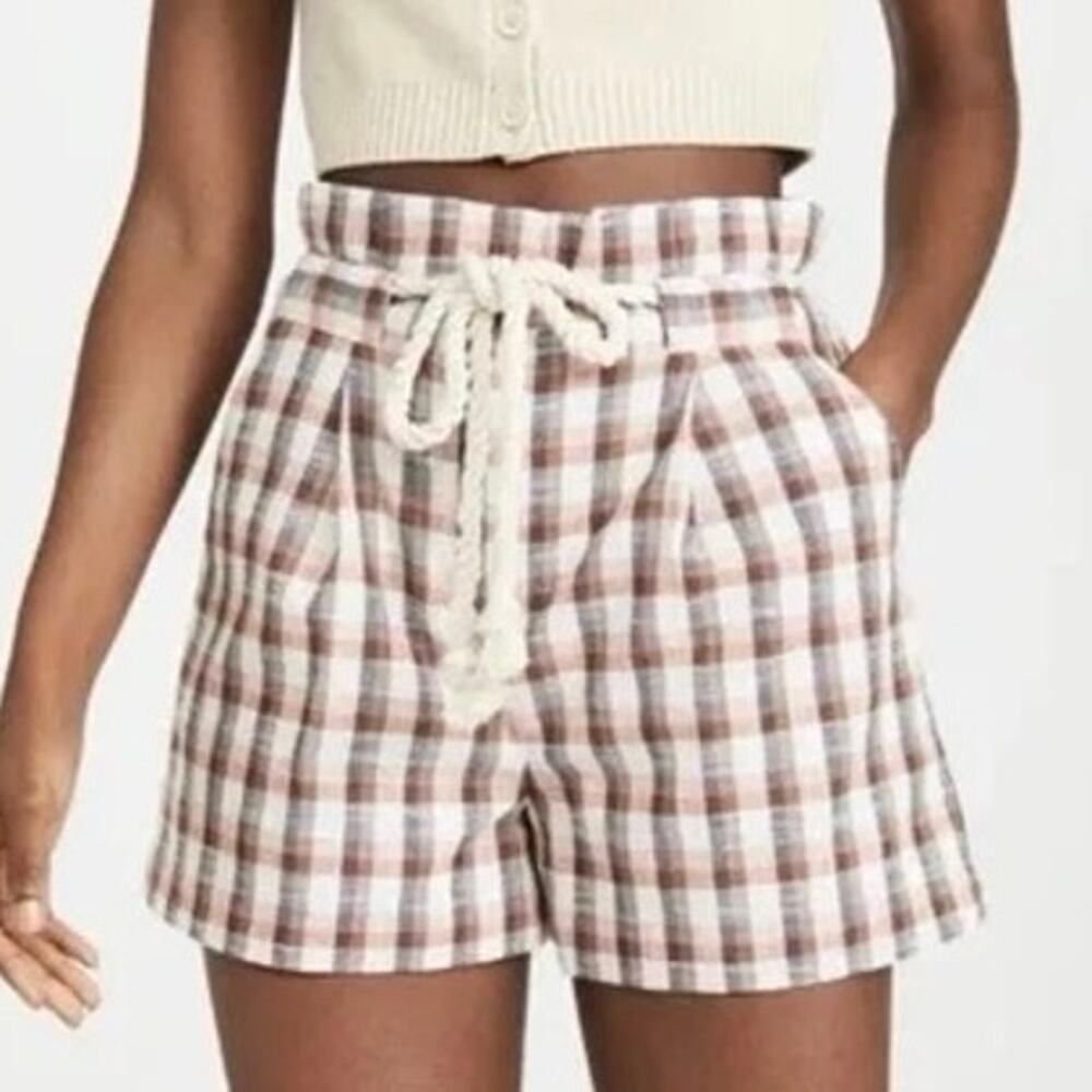 Veronica Beard SALIKA Shorts Plaid Cotton Blend Paperbag Bohemian Summer Size 6